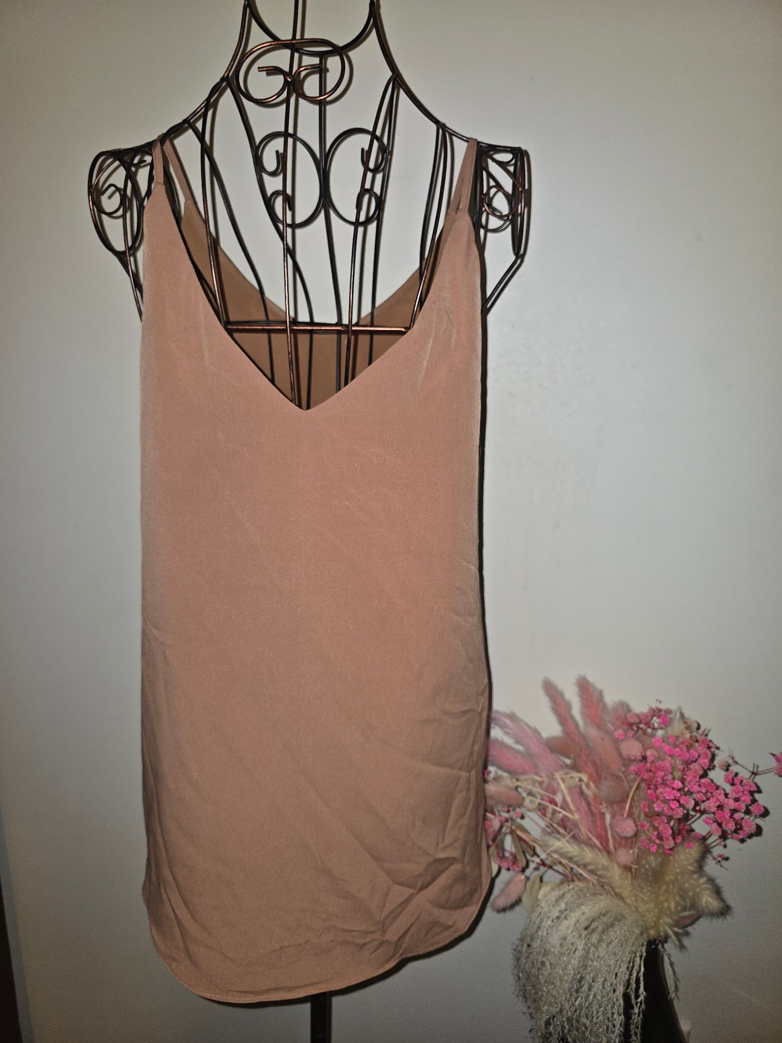 Forever New Camisole Top Shimmering V-Neck Tan Women's 10 — photo 2 of 4