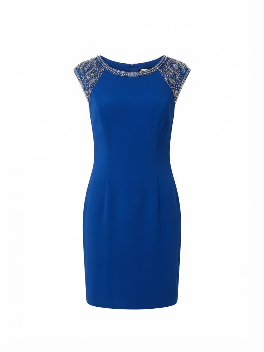 Forever New Cocktail Dress Beaded Cap Sleeve Royal Blue Women's 6 — photo 1 of 5
