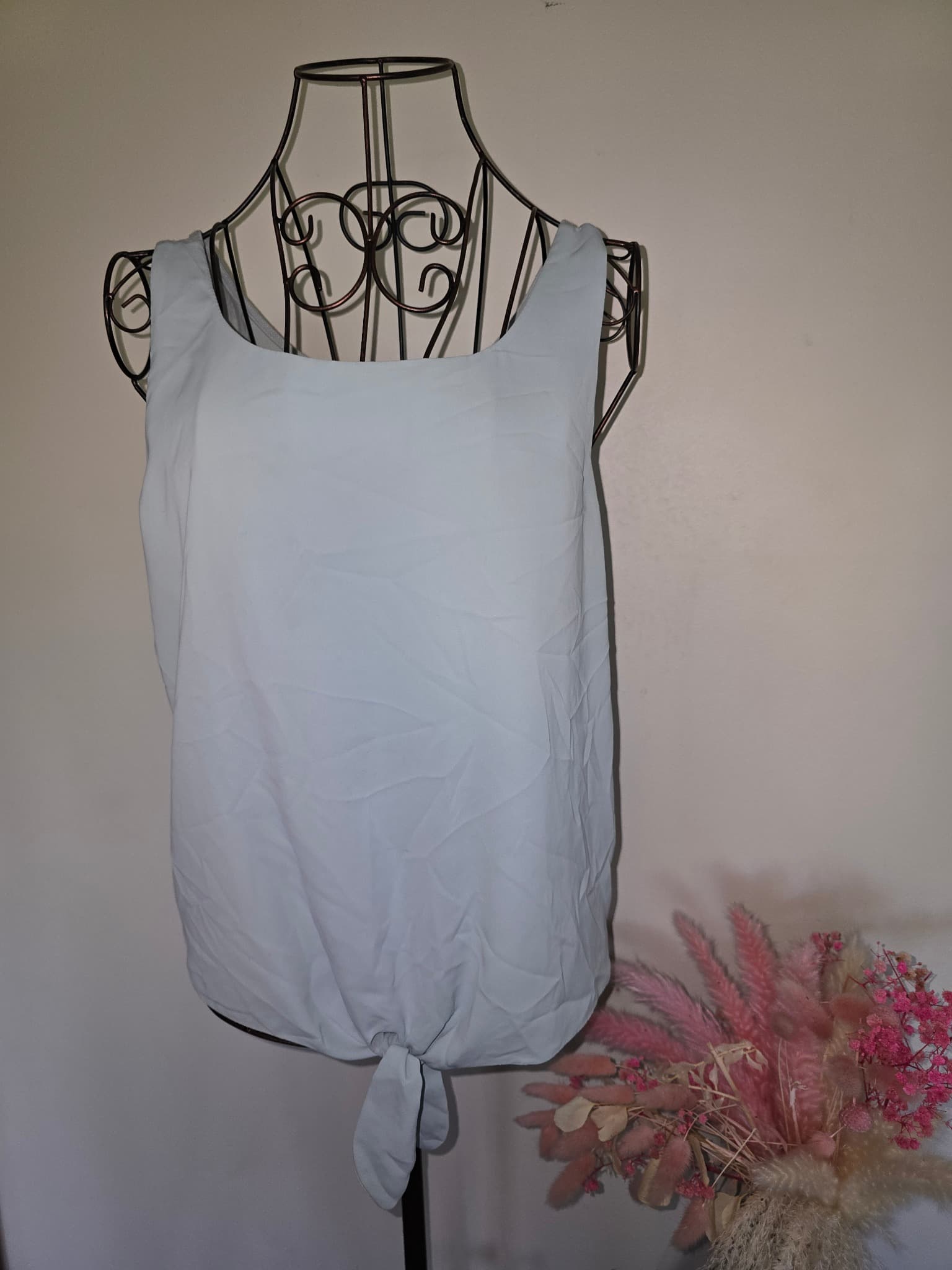 Forever New Tank Top Tie-Front Sleeveless Light Blue Women's S — photo 1 of 4