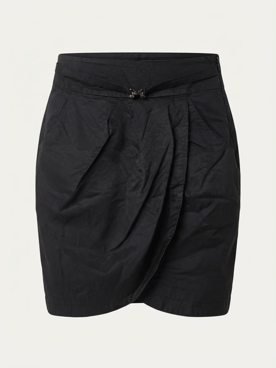 Forever New Tulip Skirt Front Draping Buckle Detail Black Women's 8 — photo 1 of 5