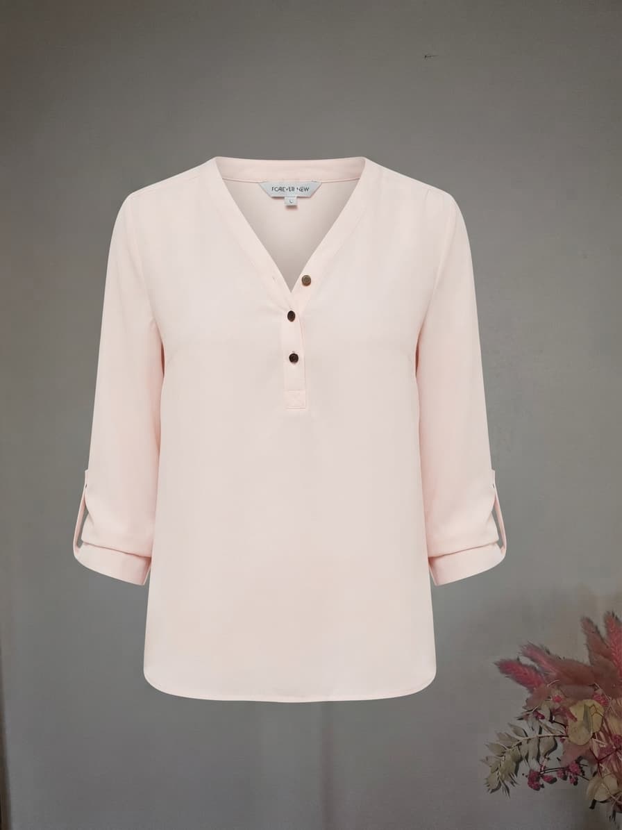 Forever New V-Neck Button Front Blouse Pale Pink Women's 8 — photo 1 of 4