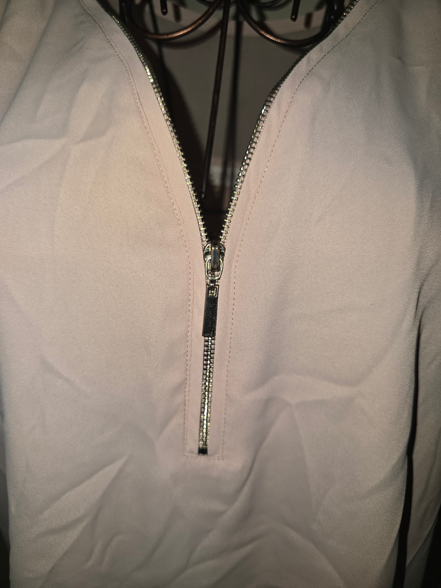Forever New Zip-Front Short Sleeve Blouse Light Pink Women's S — photo 2 of 5