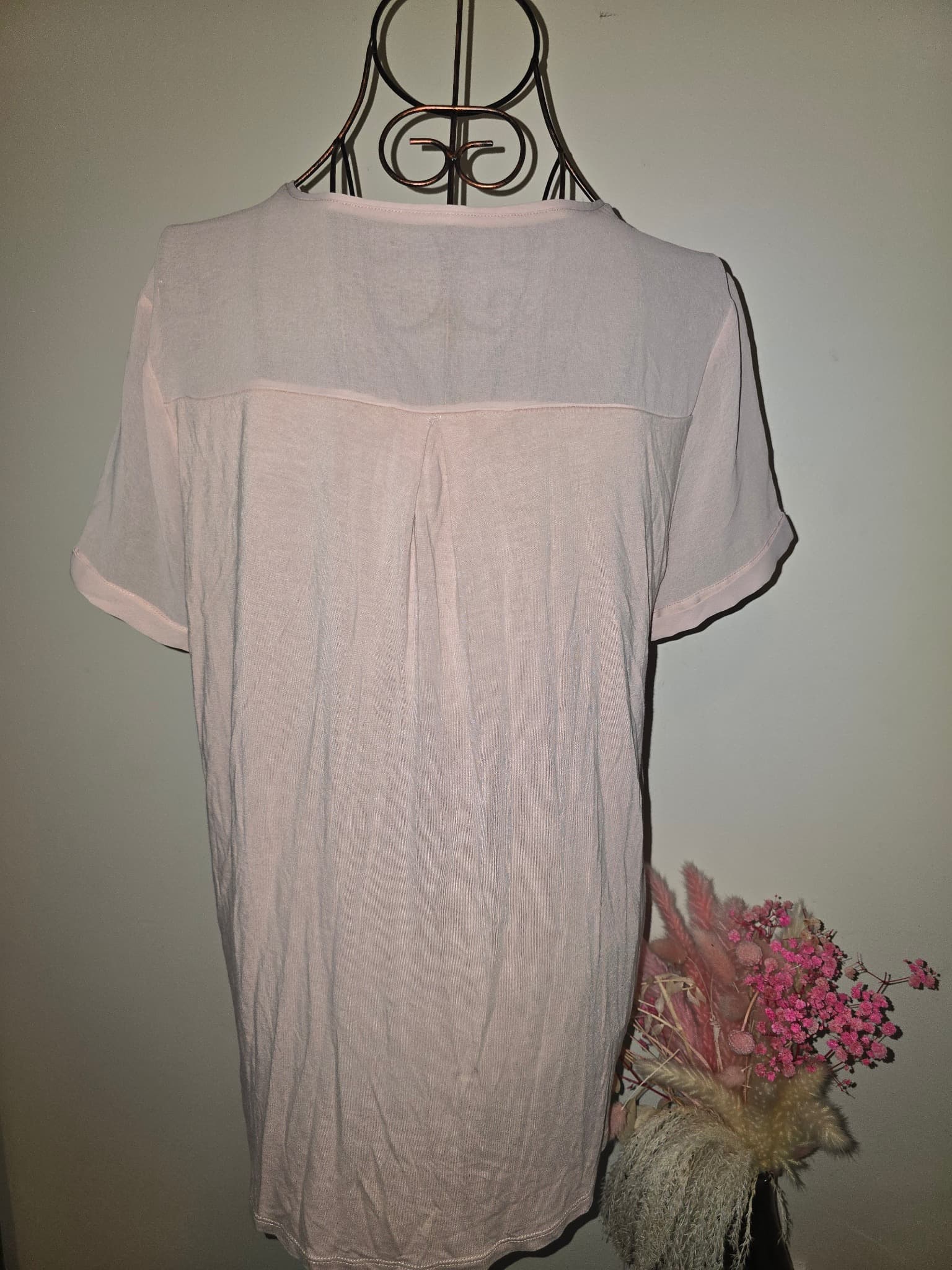 Forever New Zip-Front Short Sleeve Blouse Light Pink Women's S — photo 3 of 5