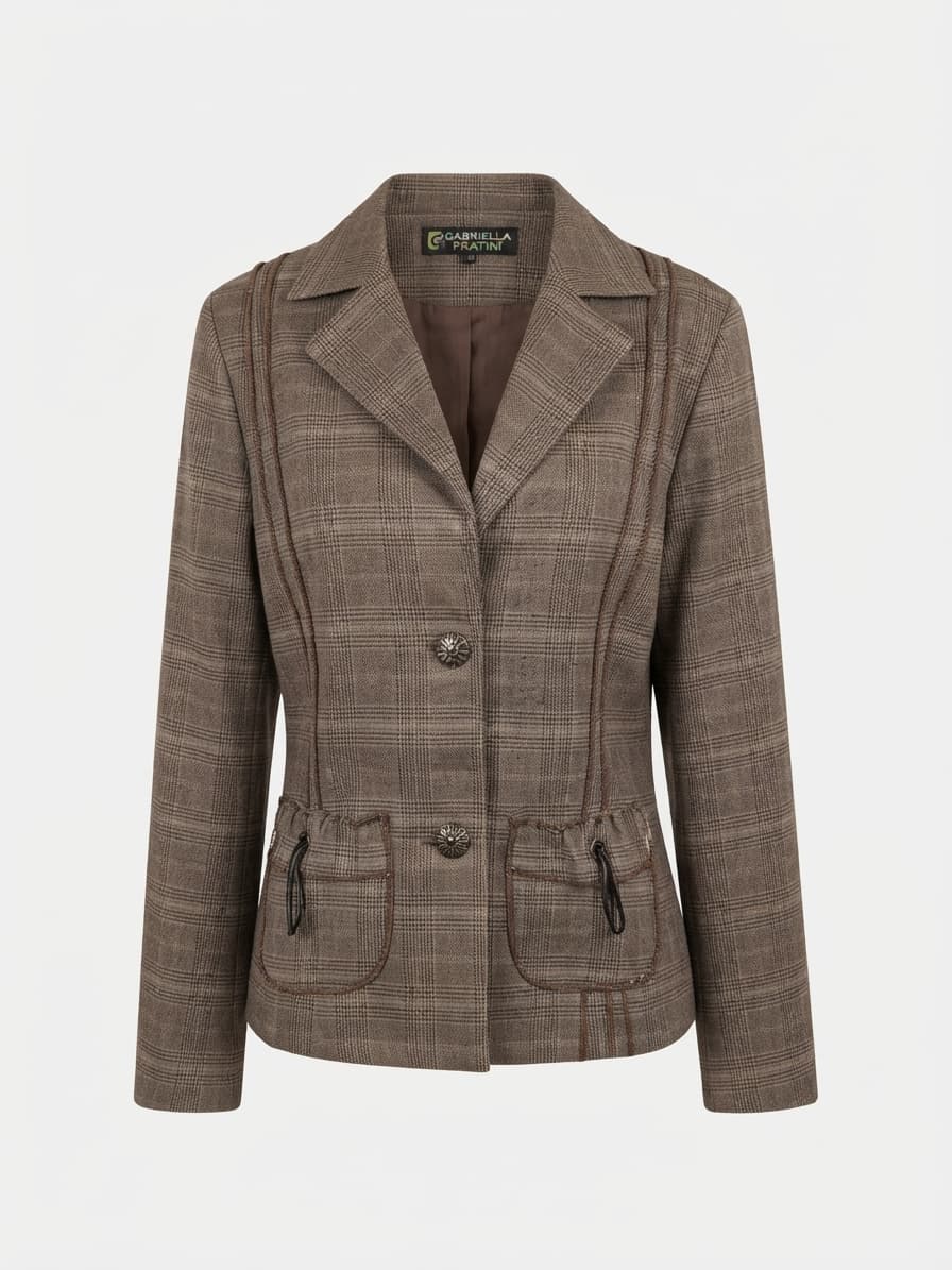 Gabriella Fratini Plaid Blazer Jacket Structured Brown Women's 3 — photo 1 of 6