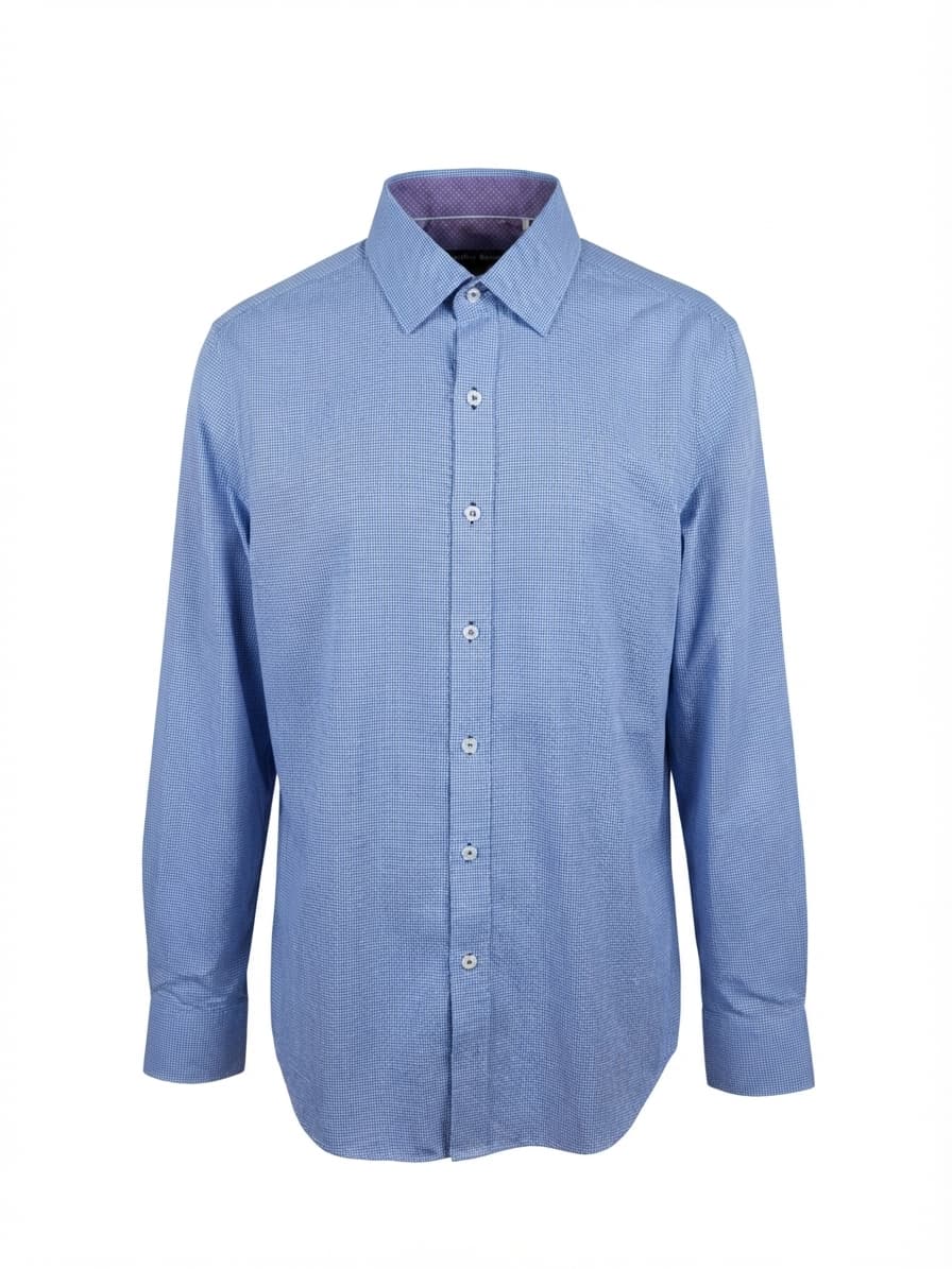 Geoffrey Beene Dress Shirt Gingham Check Blue Men's 41 — photo 1 of 7