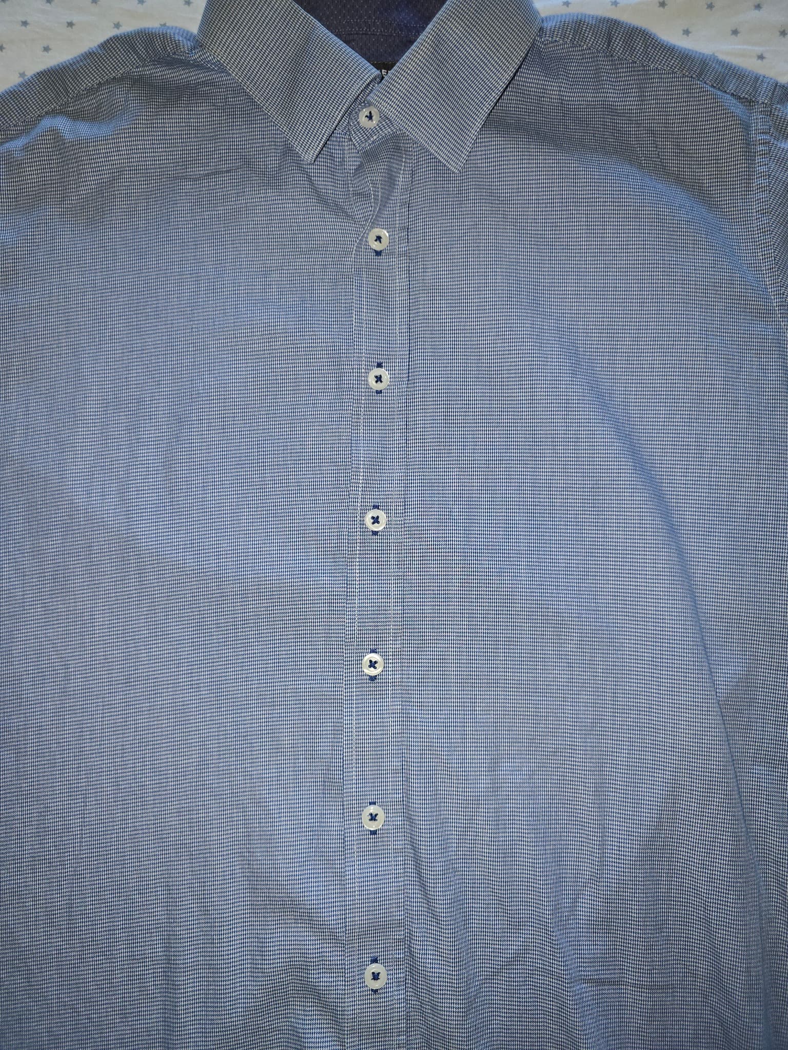 Geoffrey Beene Dress Shirt Gingham Check Blue Men's 41 — photo 5 of 7