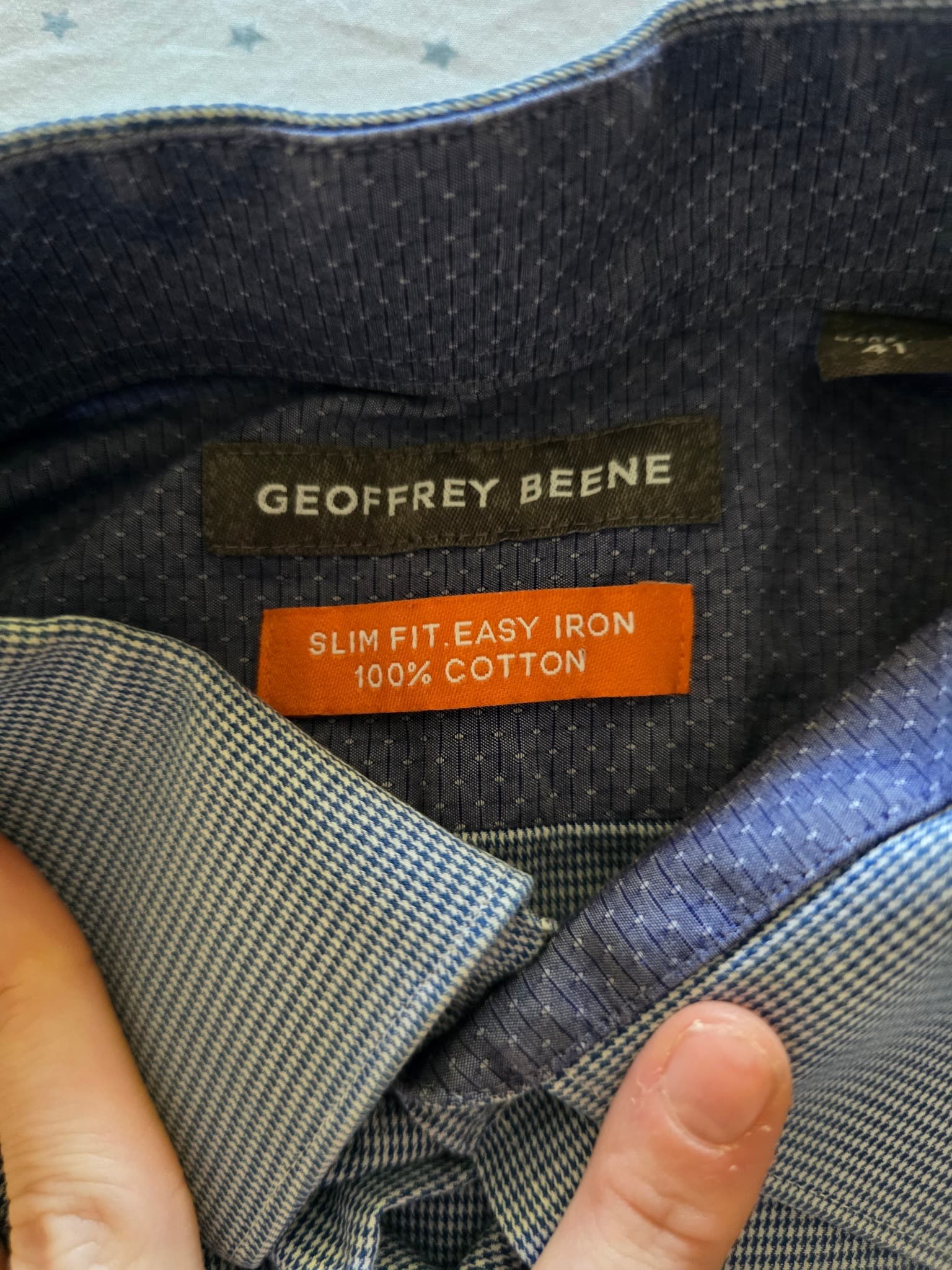 Geoffrey Beene Dress Shirt Gingham Check Blue Men's 41 — photo 6 of 7