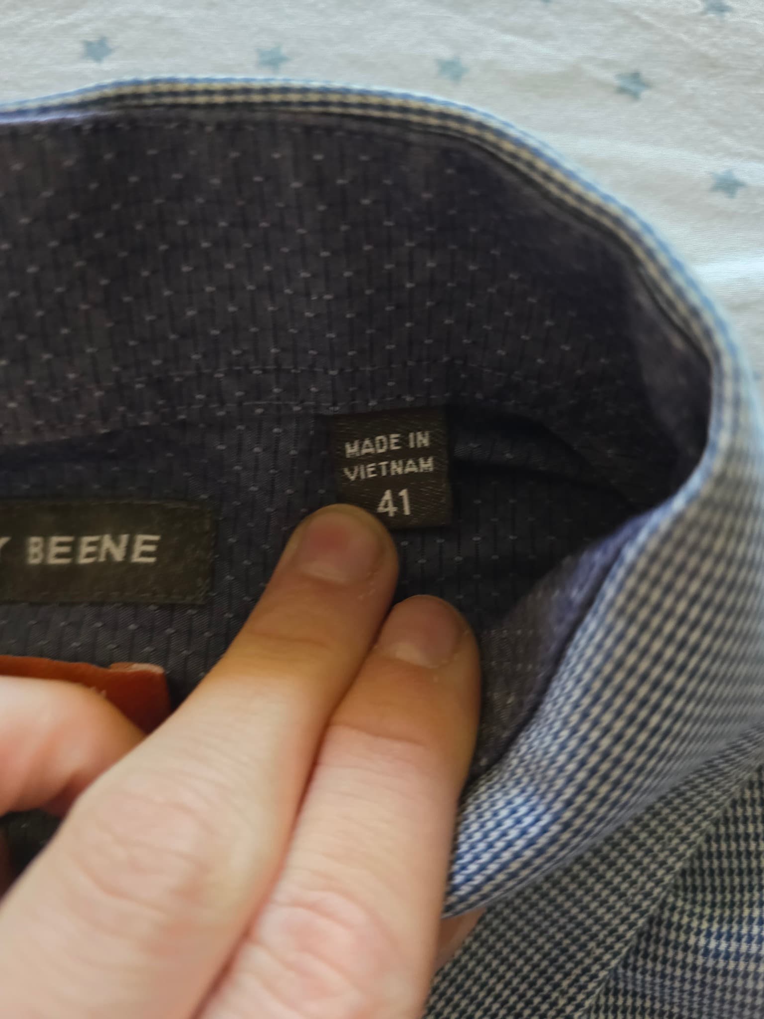 Geoffrey Beene Dress Shirt Gingham Check Blue Men's 41 — photo 7 of 7
