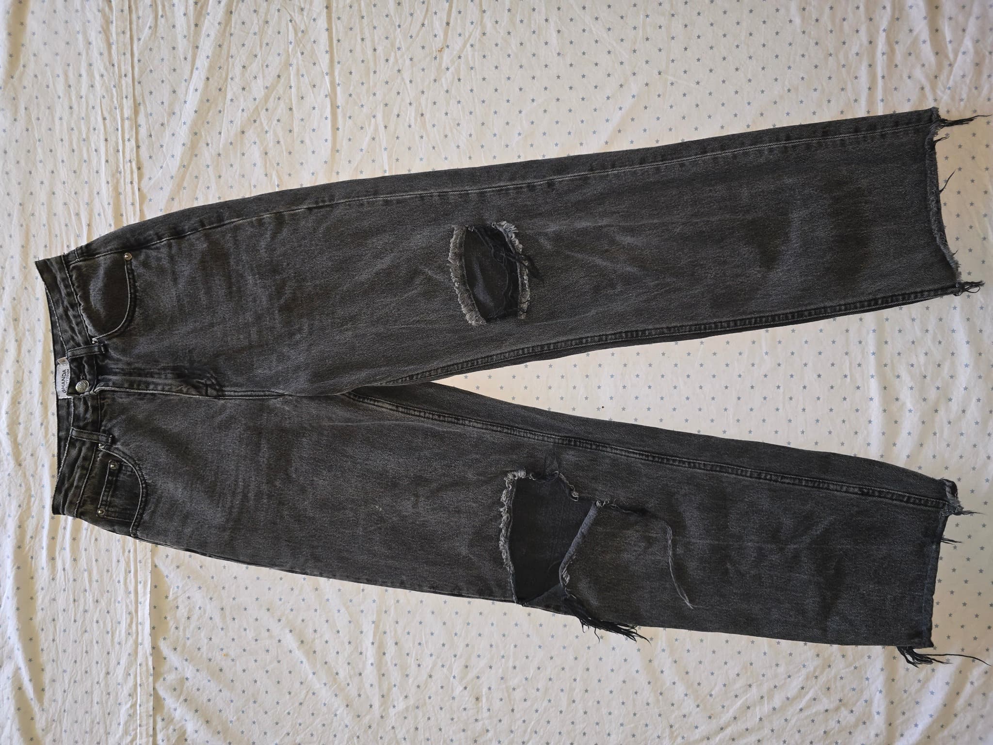 GHANDA High-Rise Jeans Raw Hem Black Wash Women's 6 — photo 2 of 4