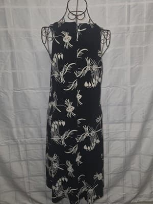 Ginger Tree Floral Shift Dress Sleeveless Black And White Women's M — photo 3 of 4