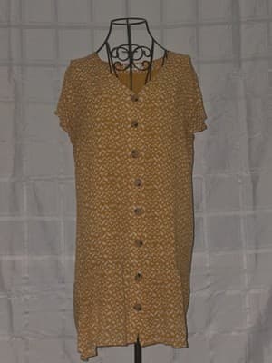 GRACE&CO. Shift Dress Geometric Print Button-Front Yellow Women's 14 — photo 1 of 5