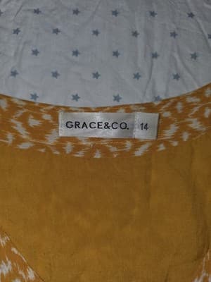 GRACE&CO. Shift Dress Geometric Print Button-Front Yellow Women's 14 — photo 3 of 5