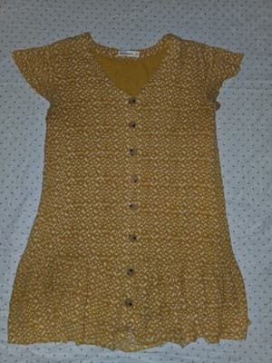 GRACE&CO. Shift Dress Geometric Print Button-Front Yellow Women's 14 — photo 4 of 5