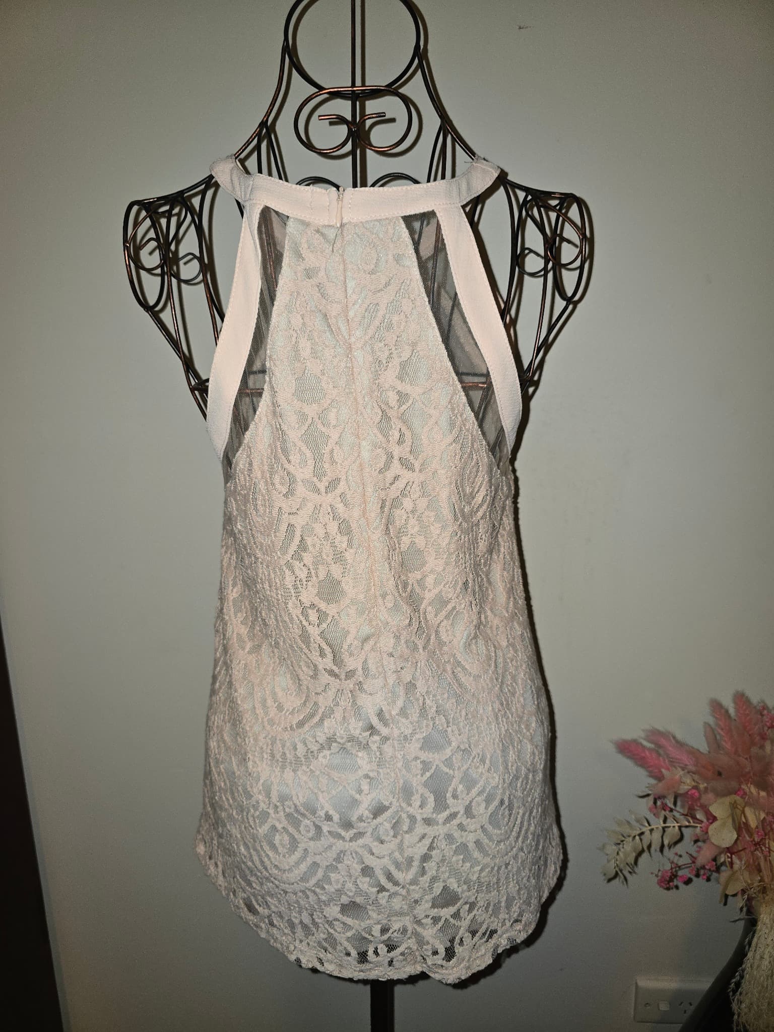 GRACE&CO. Sleeveless Tank Top Lace Overlay Blush Pink Women's 8 — photo 4 of 4