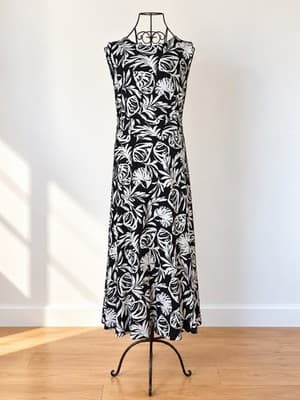 Hobbs London Maxi Dress Tropical Leaf Print Black White Women's 20 — photo 1 of 4