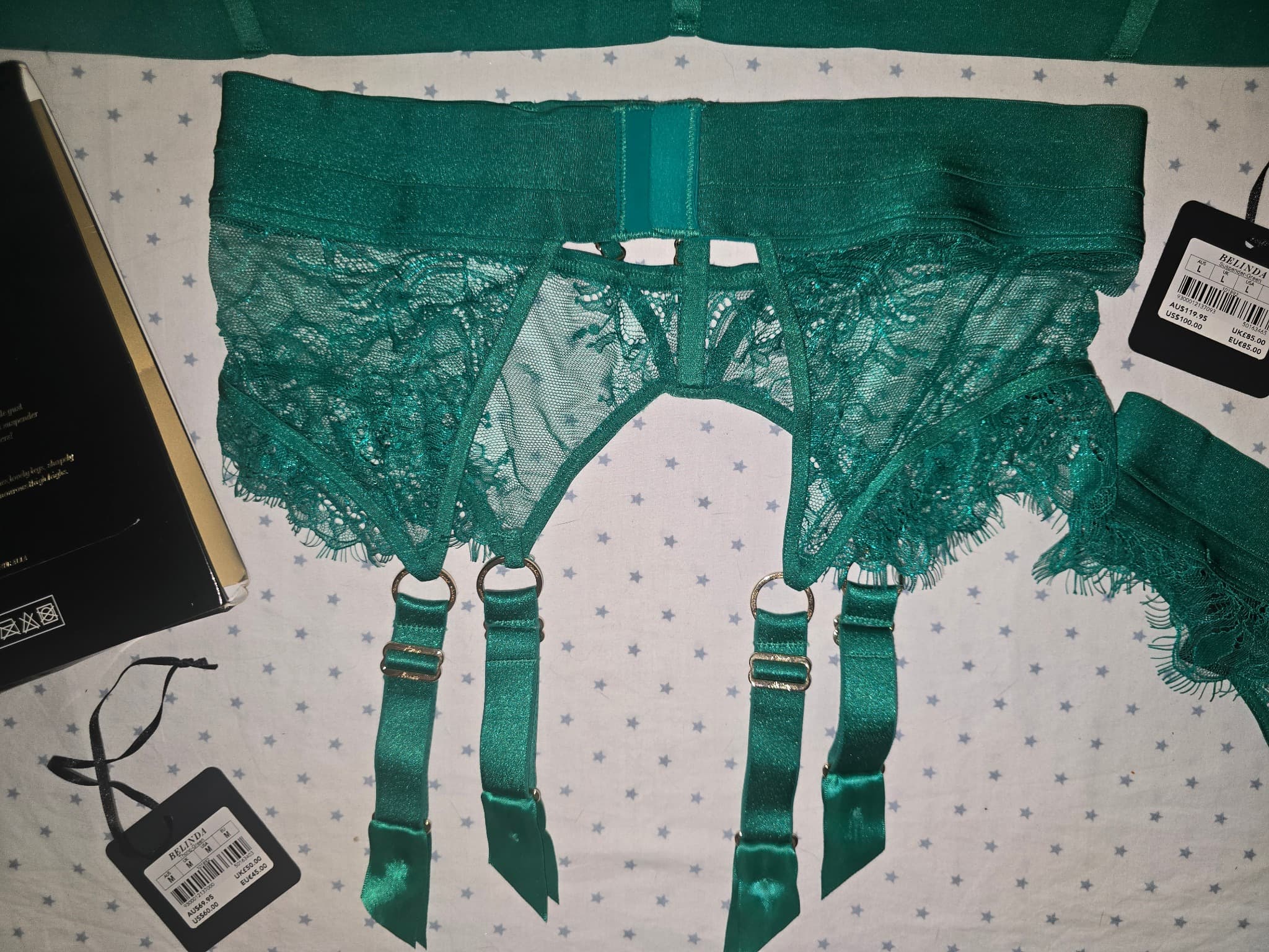 Honey Birdette Belinda Lingerie Set Lace Emerald Green Women's 12DD — photo 12 of 20