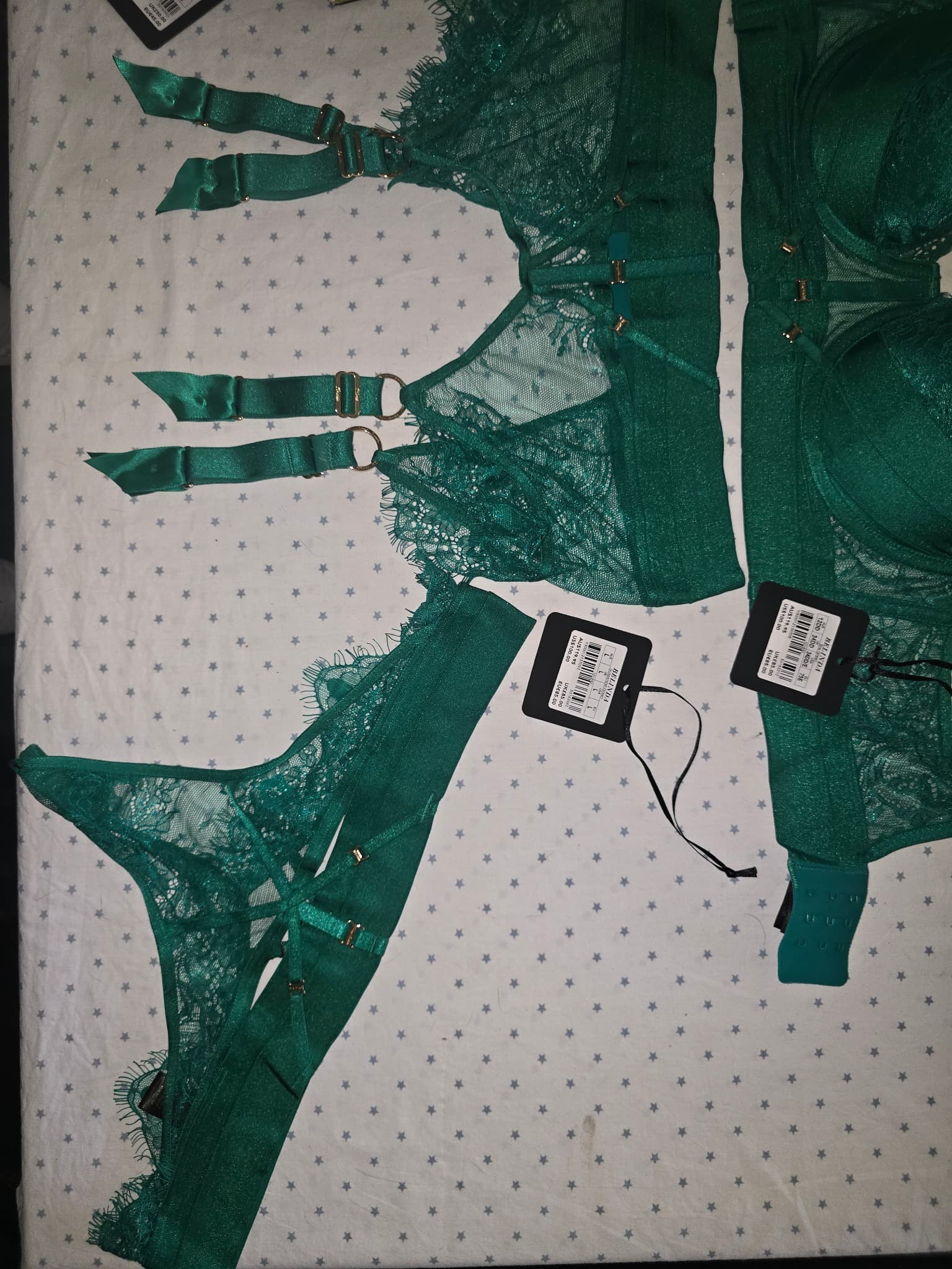 Honey Birdette Belinda Lingerie Set Lace Emerald Green Women's 12DD — photo 5 of 20