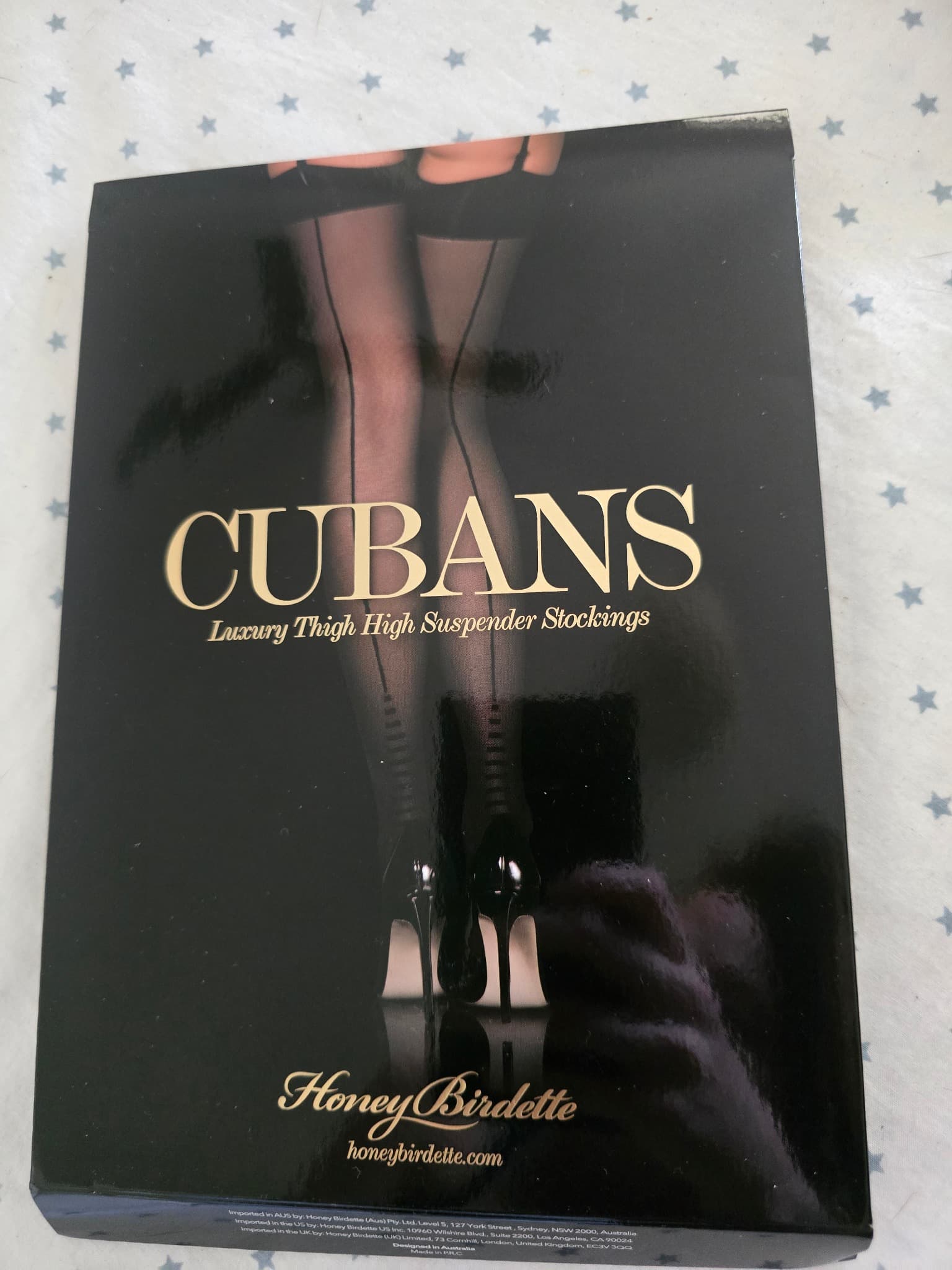 Honey Birdette Cubans Suspender Stockings Back Seam Black Women's M — photo 1 of 3