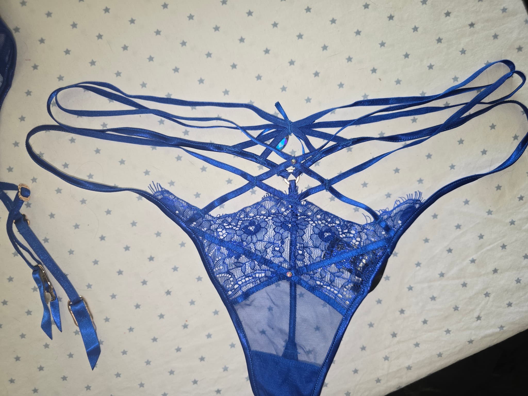 Honey Birdette Elsie Lingerie Set Lace Detail Blue Women's 10DD — photo 4 of 14