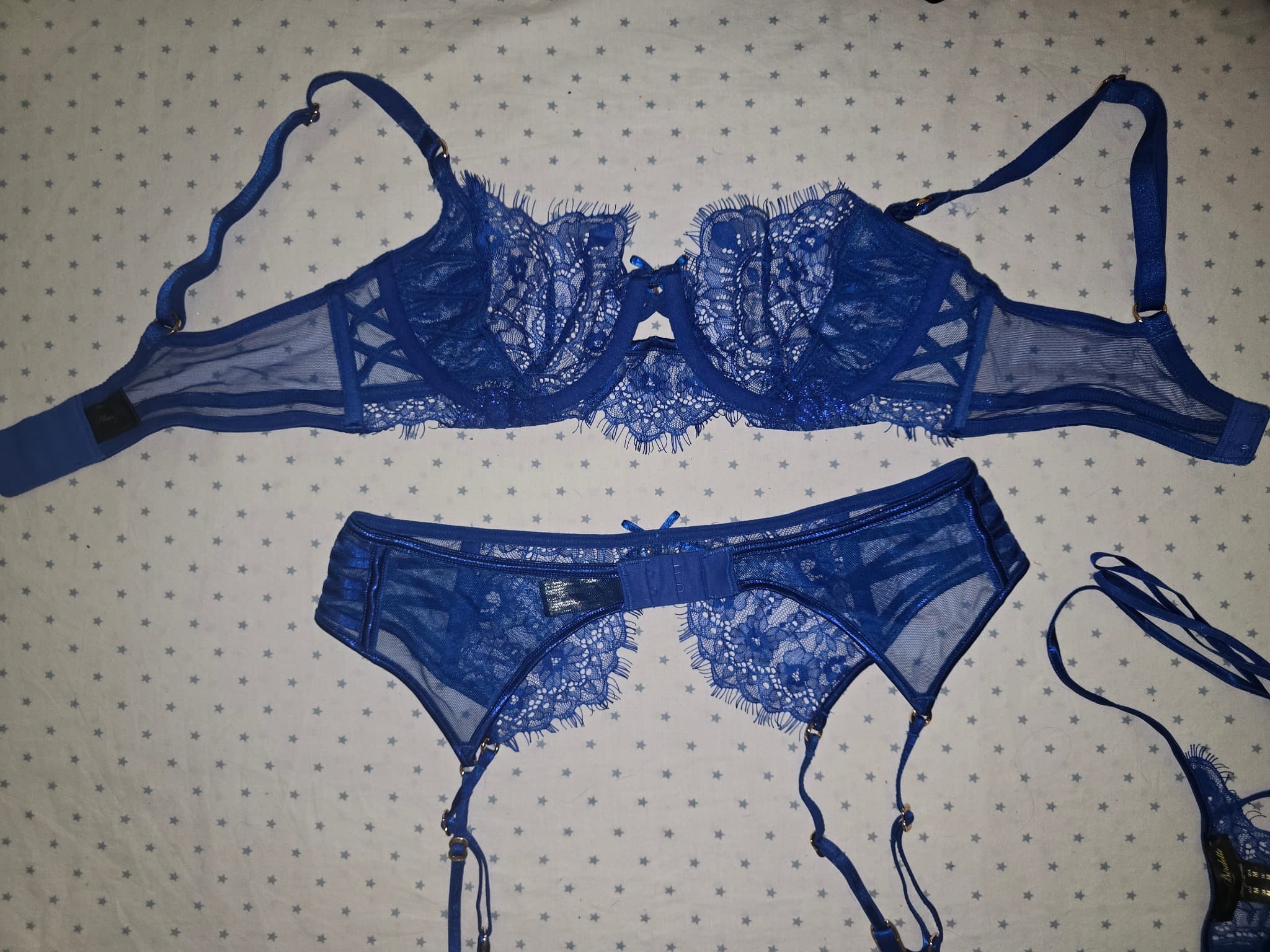 Honey Birdette Elsie Lingerie Set Lace Detail Blue Women's 10DD — photo 5 of 14