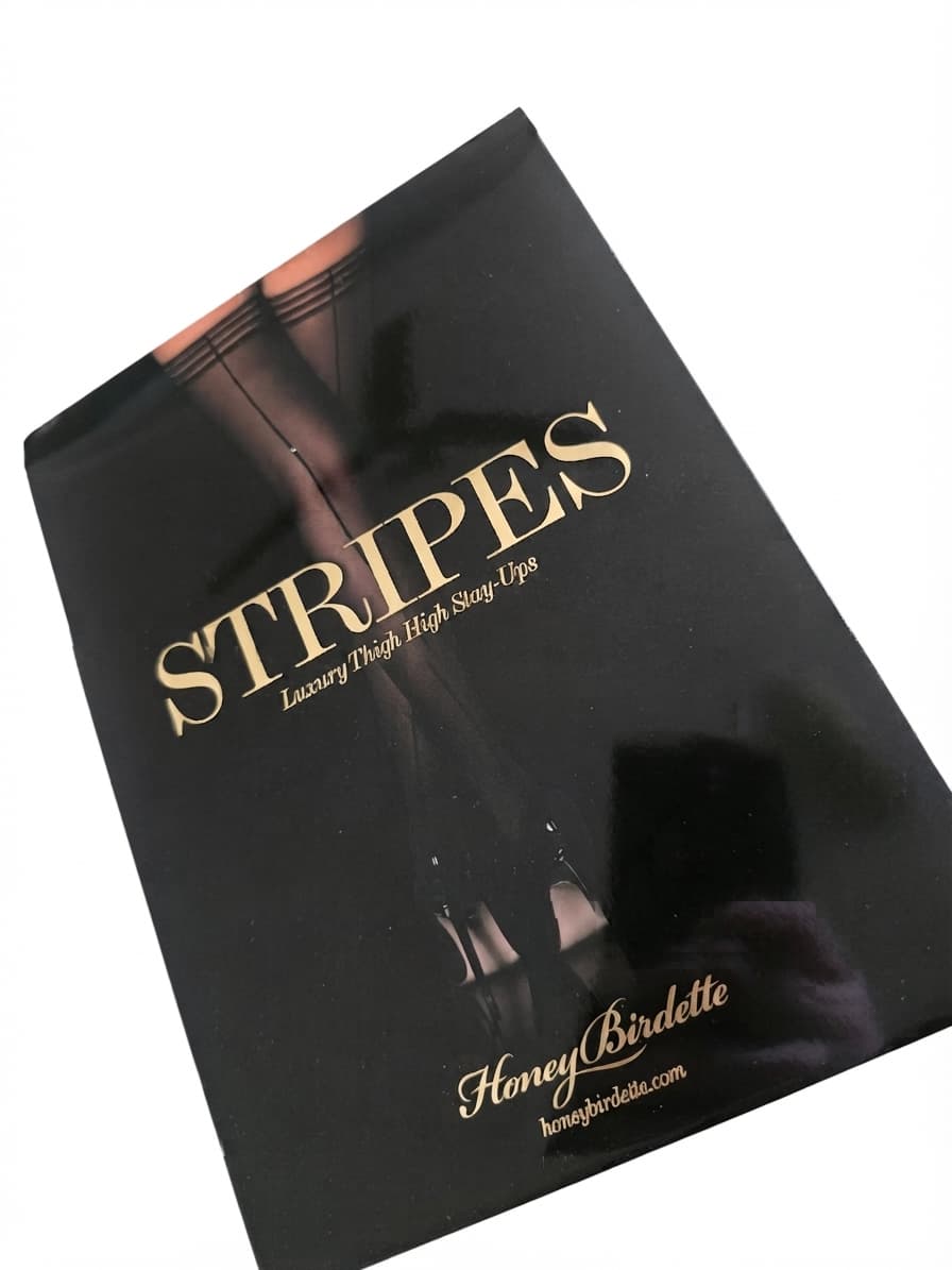Honey Birdette Thigh High Stay-Ups Stripes Black Women's M — photo 1 of 3