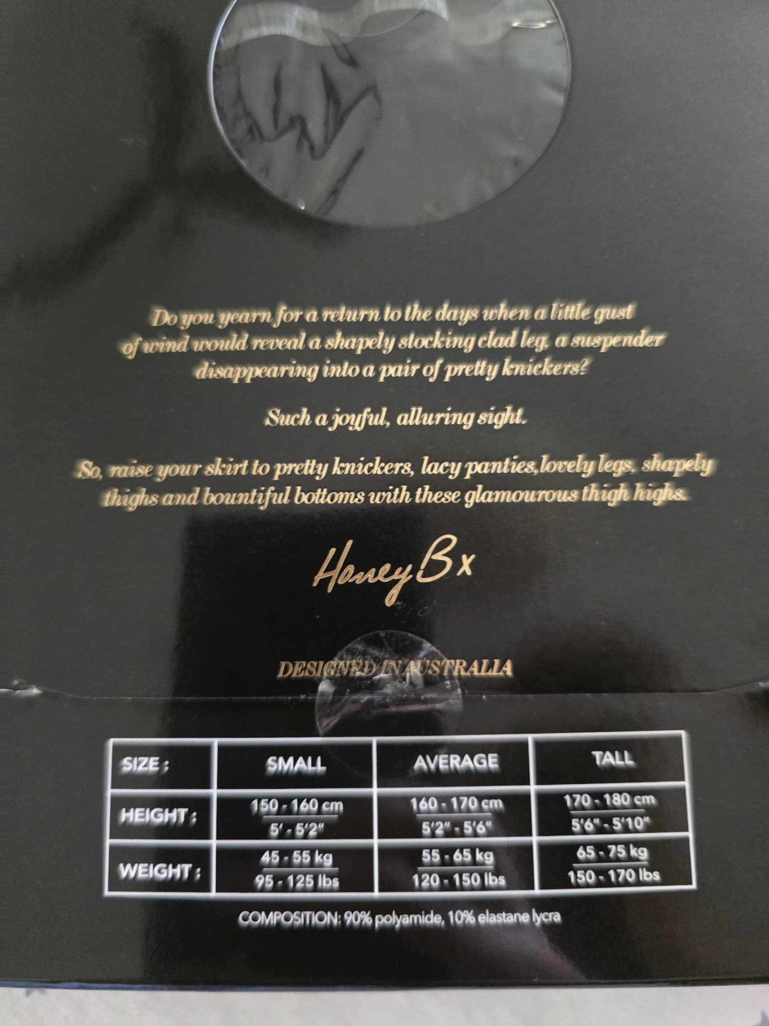 Honey Birdette Thigh High Stay-Ups Stripes Black Women's M — photo 3 of 3