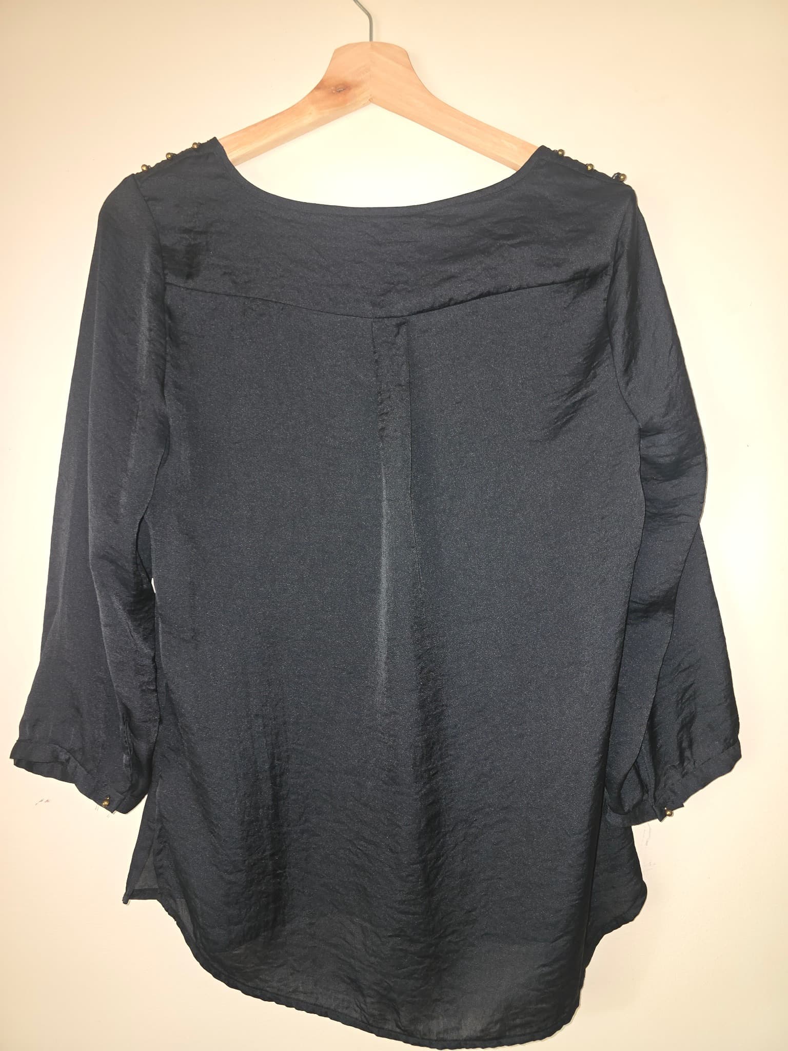 JACQUI E Satin Blouse V-Neck Black Women's 10 — photo 5 of 5