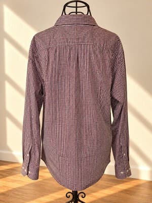 JAG Long Sleeve Button-Up Shirt Gingham Check Burgundy and White Men's XL — photo 2 of 5