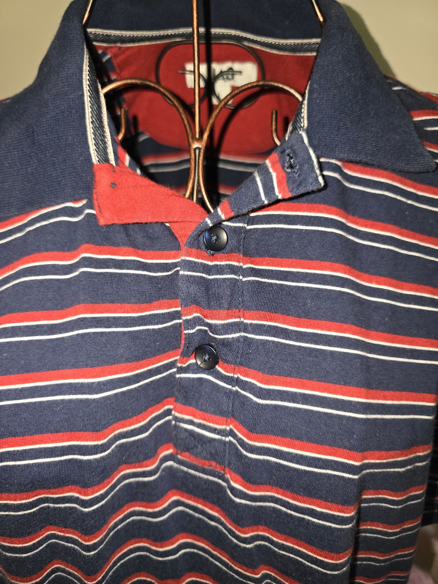 JAG Polo Shirt Striped Navy Red White Men's L — photo 2 of 4