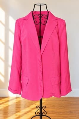 Jeanswest Blazer Jacket Collared Twill Button Front Pink Women's 12 — photo 1 of 3