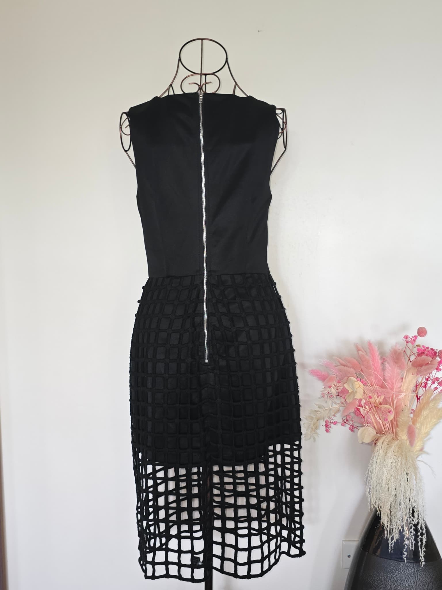 JOA Sleeveless Sheath Dress Grid Overlay Black Women's S — photo 4 of 4