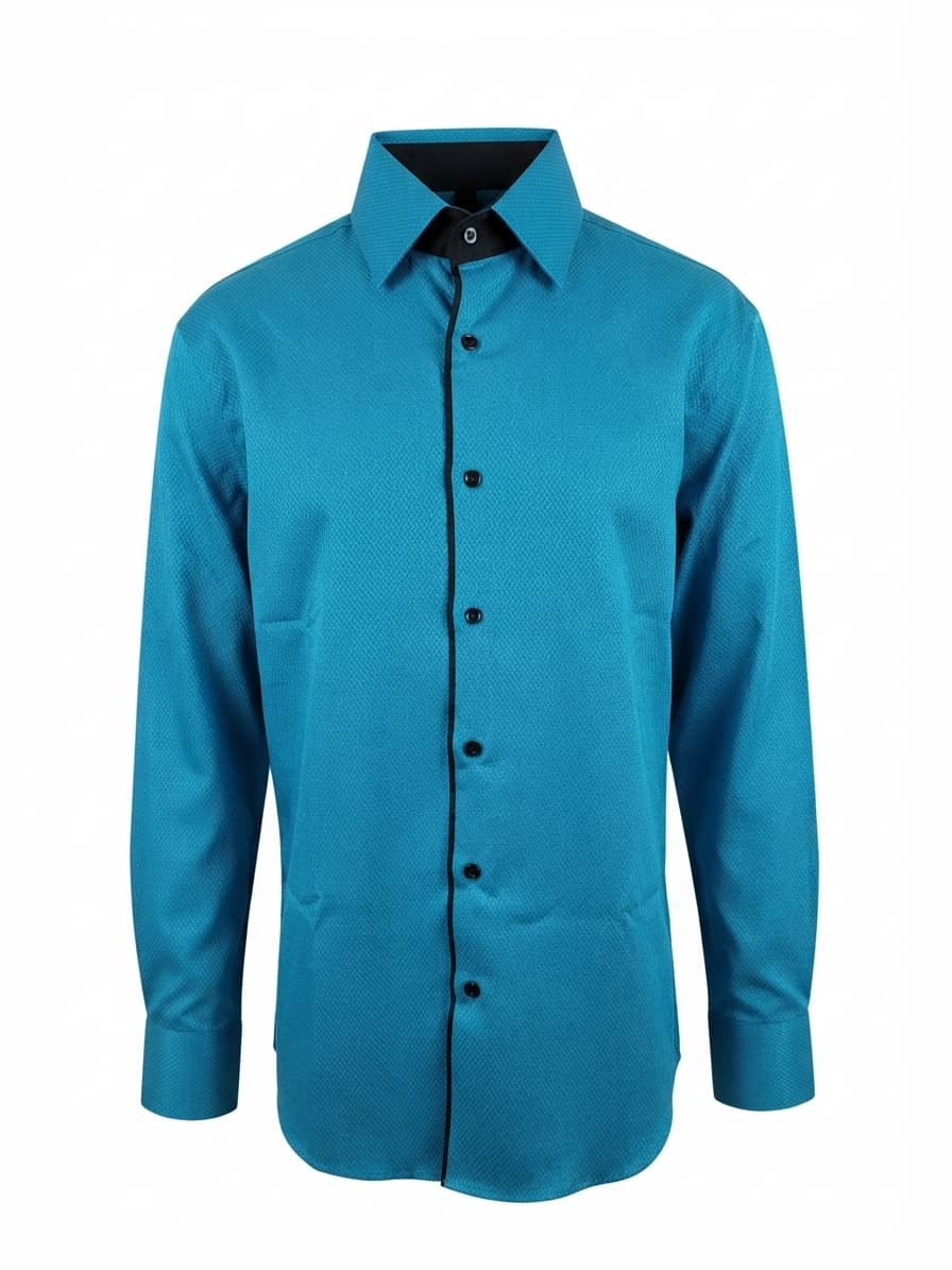 Jonathan Adams Dress Shirt Textured Diamond Pattern Turquoise Men's S — photo 1 of 8