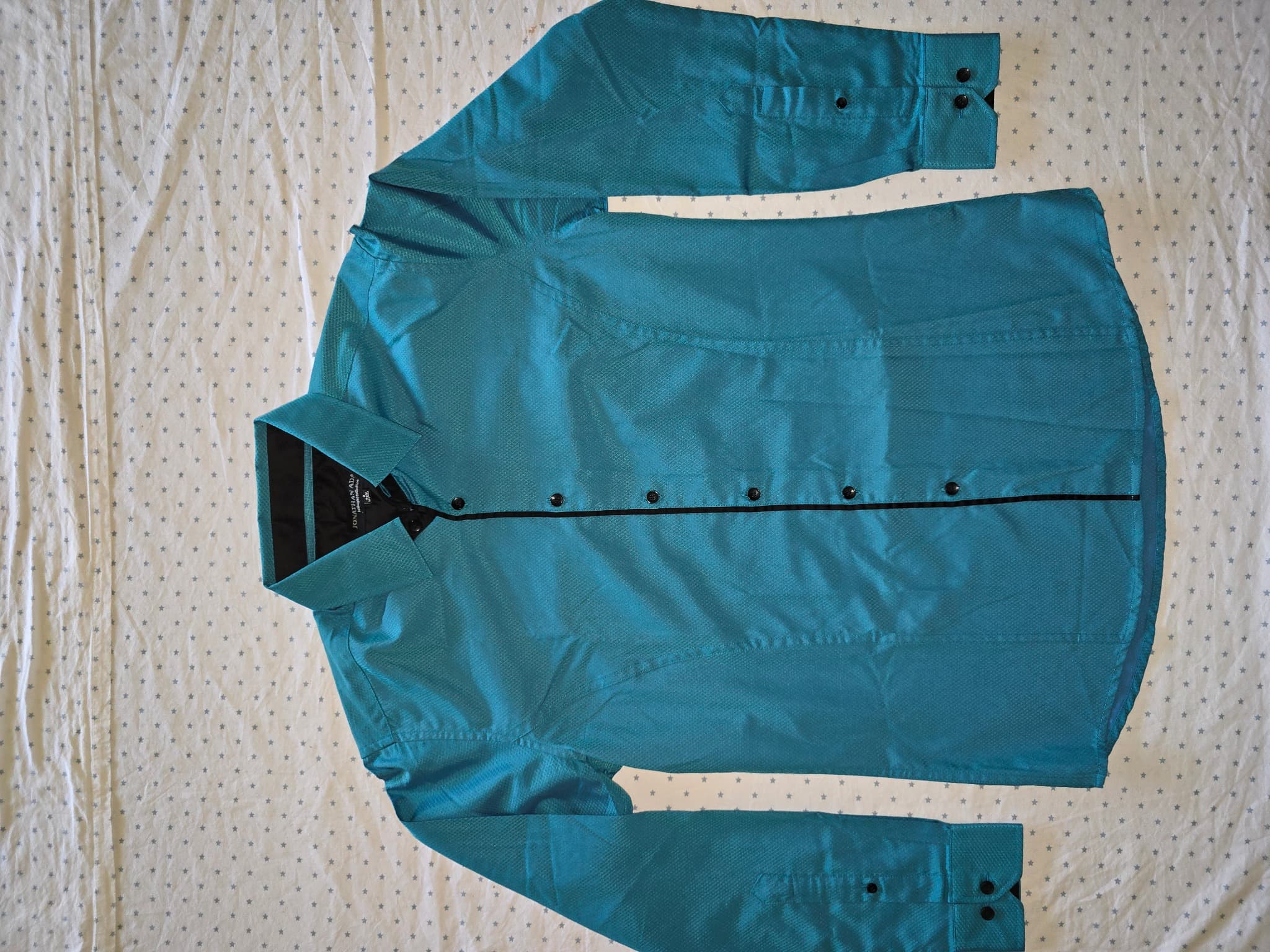 Jonathan Adams Dress Shirt Textured Diamond Pattern Turquoise Men's S — photo 2 of 8