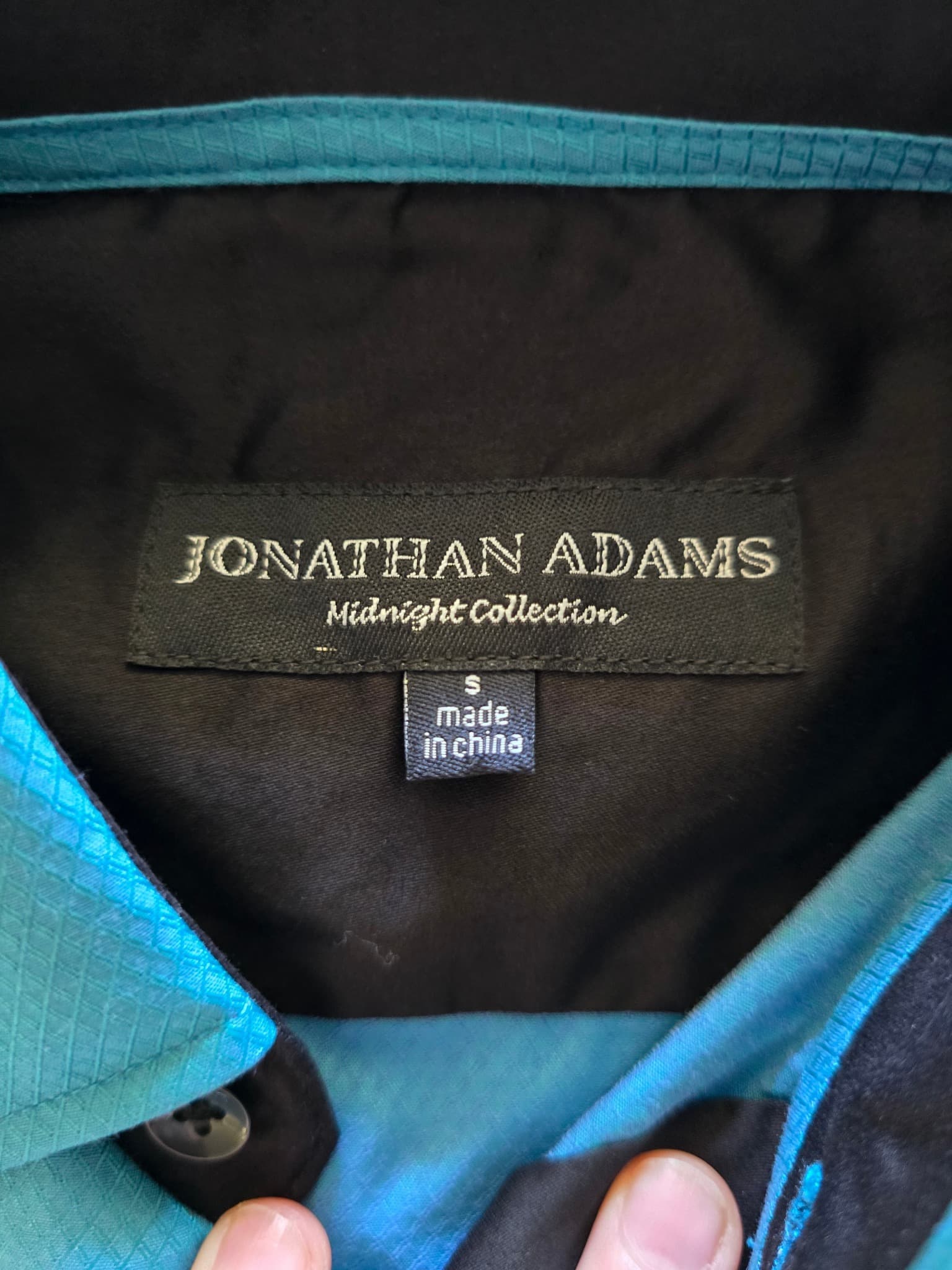 Jonathan Adams Dress Shirt Textured Diamond Pattern Turquoise Men's S — photo 4 of 8