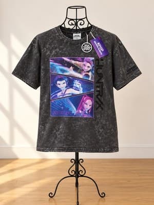 K-Pop Demon Hunters Graphic T-Shirt Acid Wash Charcoal Unisex M — photo 1 of 3