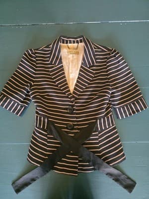 Katherine Statement Jacket Striped Peplum Blazer Black and Pink Women's 8 — photo 3 of 6