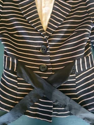 Katherine Statement Jacket Striped Peplum Blazer Black and Pink Women's 8 — photo 4 of 6