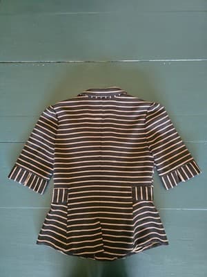 Katherine Statement Jacket Striped Peplum Blazer Black and Pink Women's 8 — photo 6 of 6