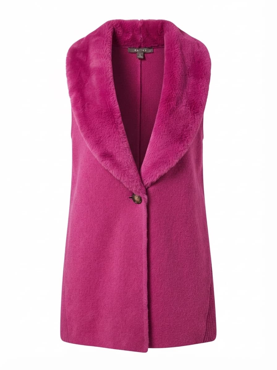 KATIES Knit Vest Faux Fur Trim Fuchsia Pink Women's 2XL — photo 1 of 7