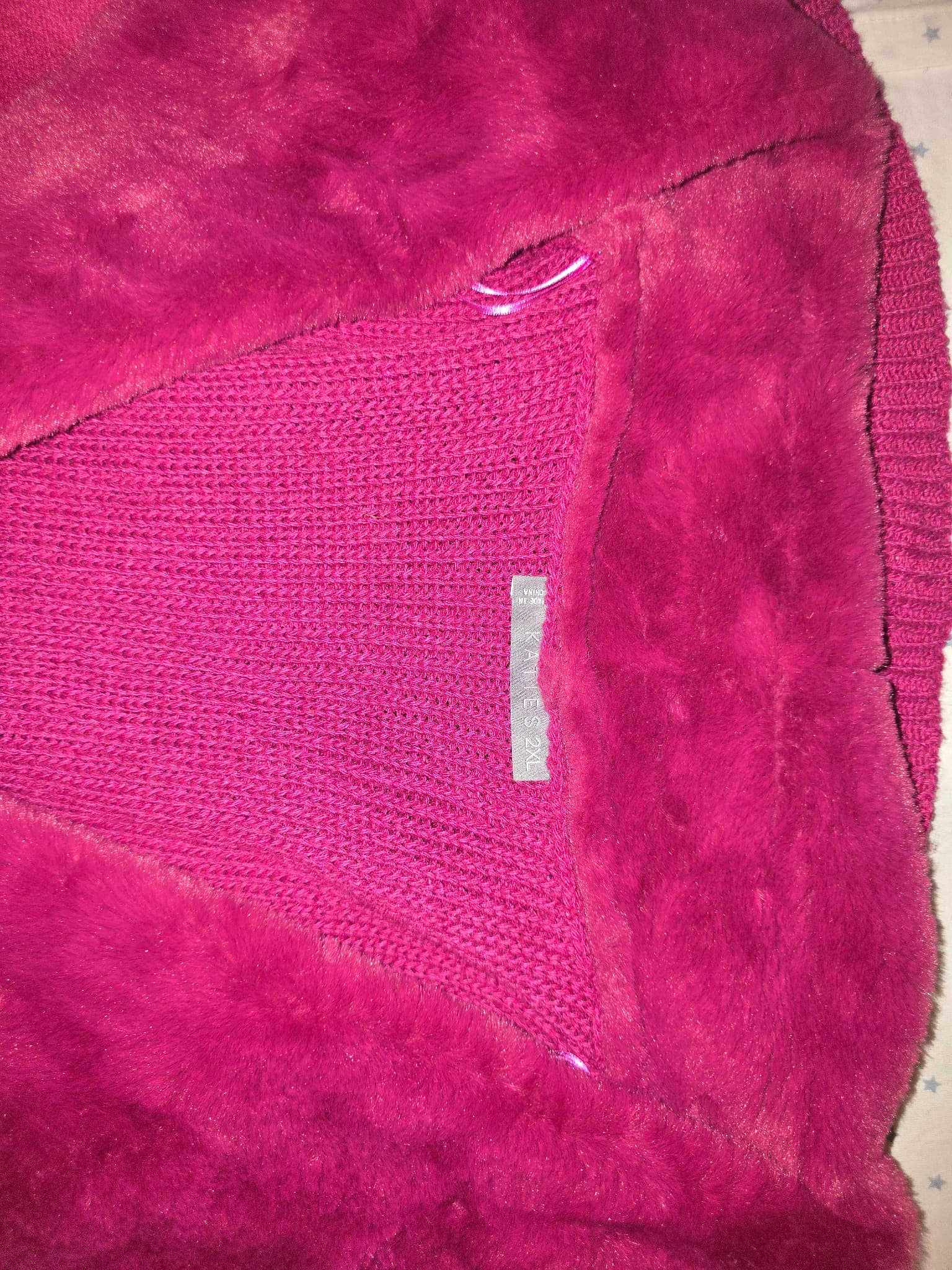 KATIES Knit Vest Faux Fur Trim Fuchsia Pink Women's 2XL — photo 5 of 7