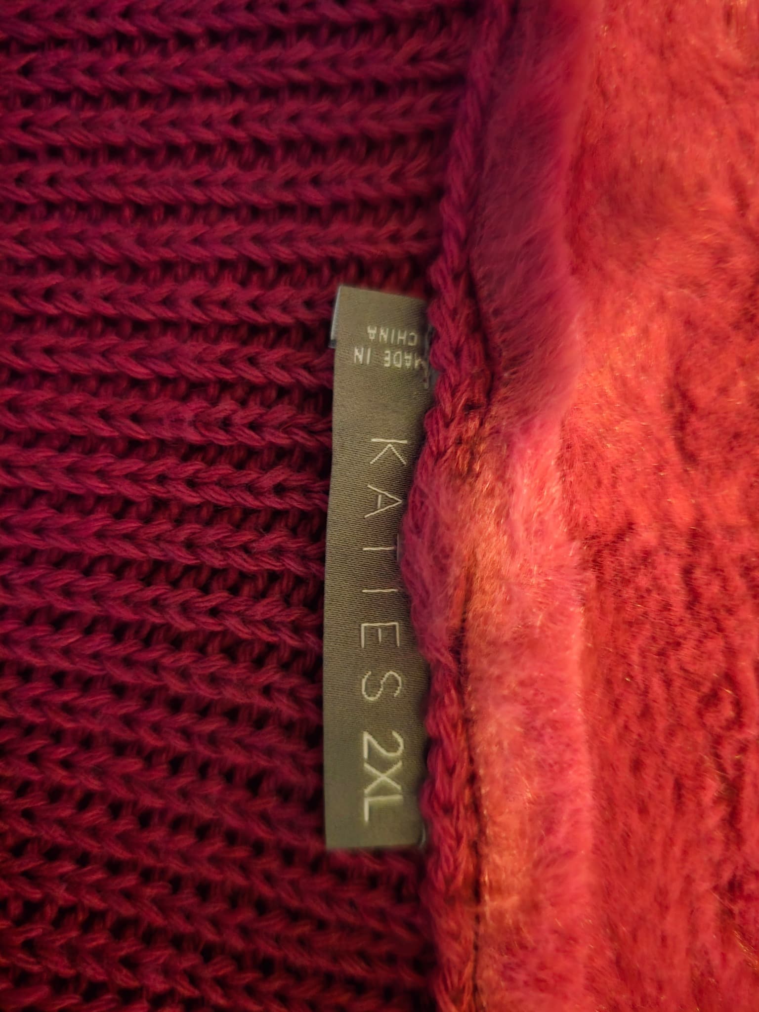 KATIES Knit Vest Faux Fur Trim Fuchsia Pink Women's 2XL — photo 6 of 7