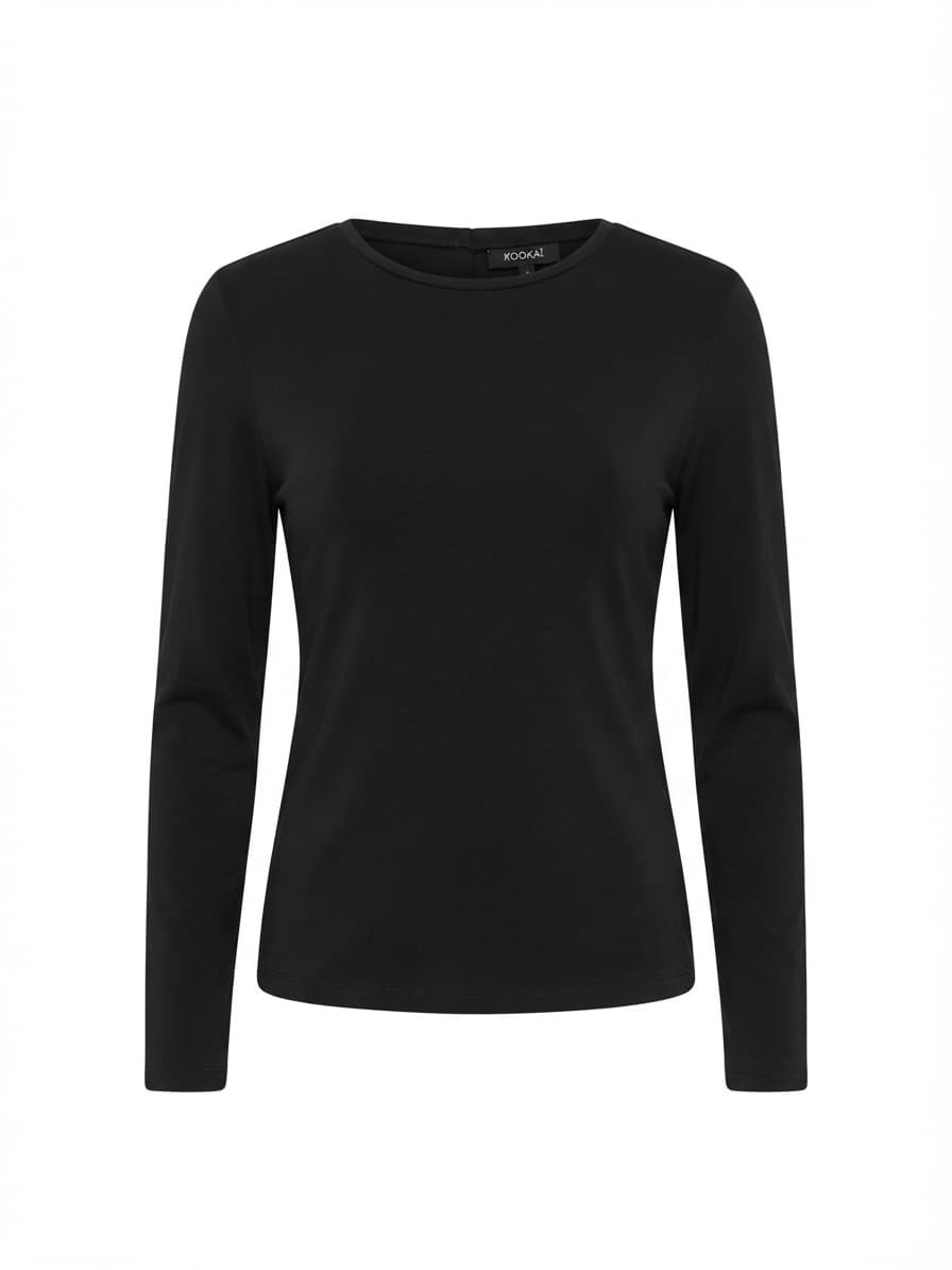 KOOKAÏ Long Sleeve Top Crew Neck Tie Back Black Women's 2 — photo 1 of 4