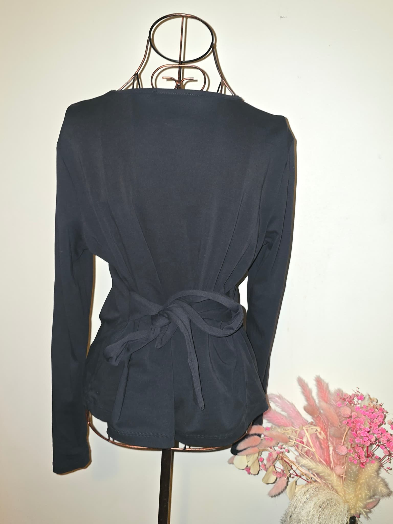 KOOKAÏ Long Sleeve Top Crew Neck Tie Back Black Women's 2 — photo 2 of 4