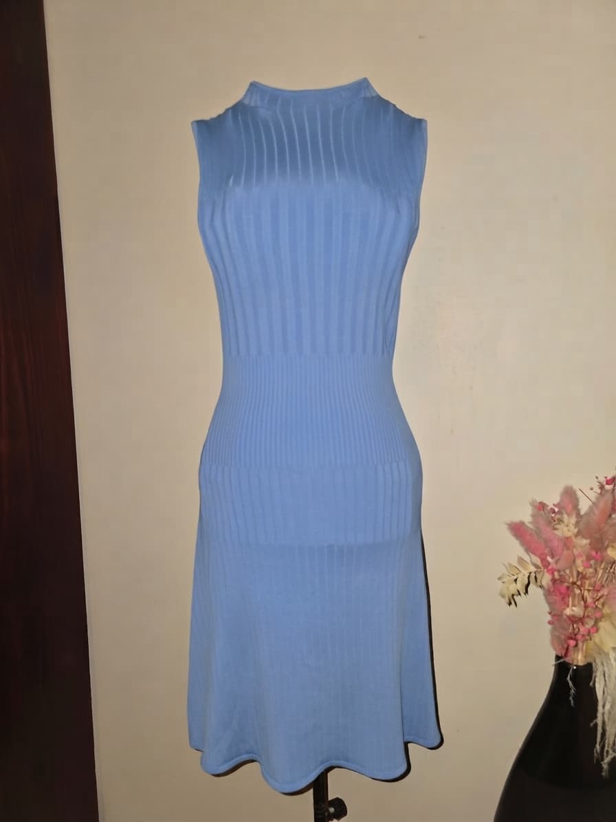 KOOKAÏ Ribbed Knit Midi Dress Sleeveless Light Blue Women's 8 — photo 1 of 5