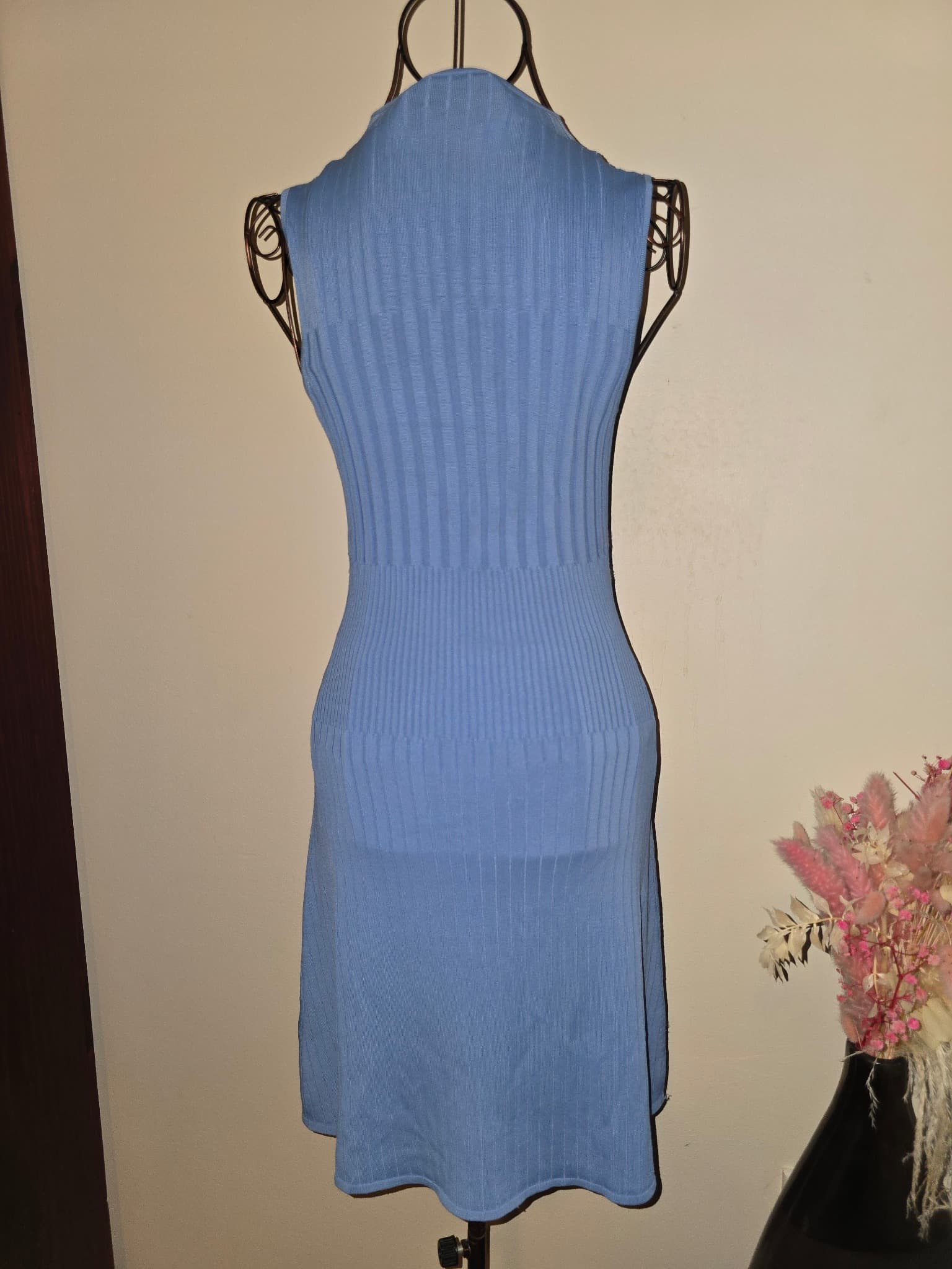 KOOKAÏ Ribbed Knit Midi Dress Sleeveless Light Blue Women's 8 — photo 4 of 5
