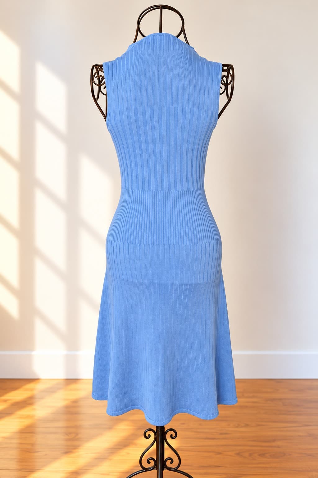 KOOKAÏ Ribbed Knit Midi Dress Sleeveless Light Blue Women's 8 — photo 5 of 5