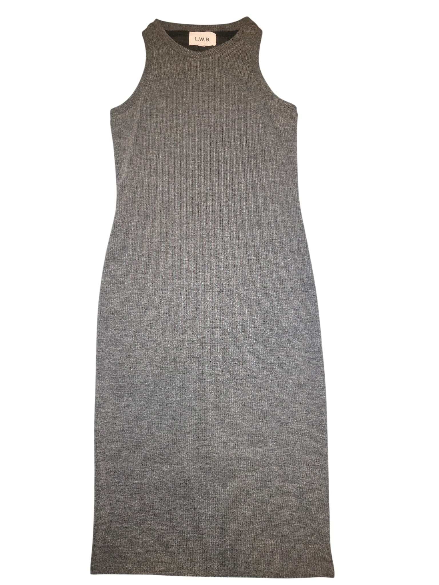 L.W.B. Ribbed Knit Midi Dress Sleeveless Grey Women's12 — photo 1 of 2