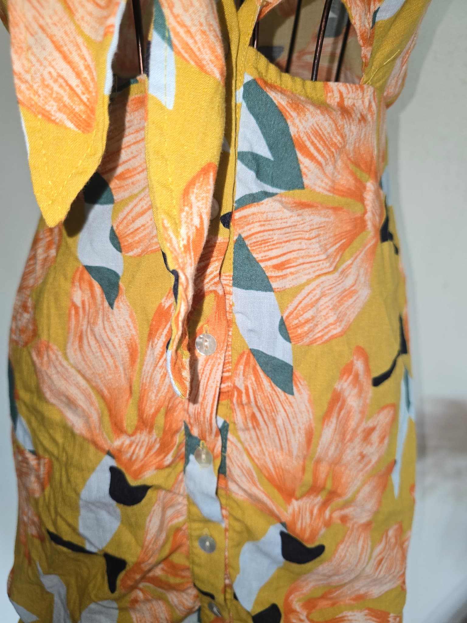 La Vie Boheme Mini Dress Tie-Front Floral Yellow Women's 10 — photo 2 of 5