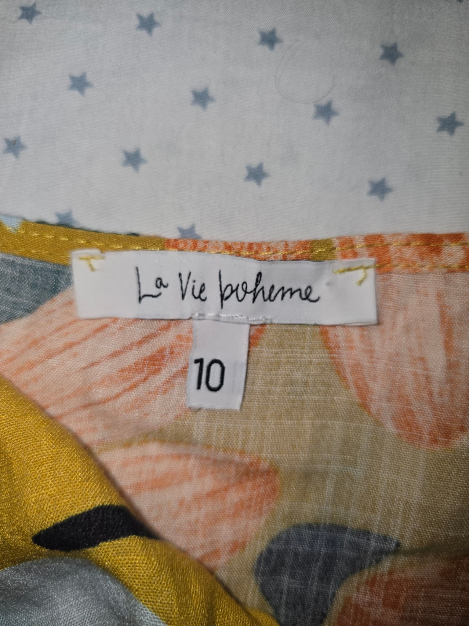 La Vie Boheme Mini Dress Tie-Front Floral Yellow Women's 10 — photo 4 of 5