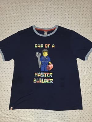 LEGO Graphic Print Crew Neck T-Shirt Dad of a Master Builder Navy Men's 3XL — photo 1 of 4